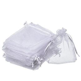 Sacs de faveur en Organza blanc, lot de 100 pièces, pochettes d'emballage de bijoux de mariage, jolis sacs cadeaux FACTORY2130