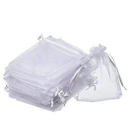 Sacs de faveur en Organza blanc, lot de 100 pièces, pochettes d'emballage de bijoux de mariage, jolis sacs cadeaux FACTORY319M