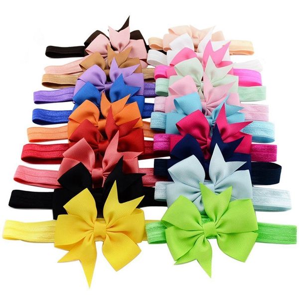 100 piezas de colores mezclados mucho recién nacido niño niña Vintage bebé diadema lote elástico lazo para el cabello tocado HJ062