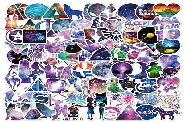 100 pcs mixta starry galaxy graffiti pegatina portátil portátil para almohadilla para almohadilla de patinaje PS4 Pegatinas de bricolaje de bricolaje Pegatinas de pared PVC Bag Kids9122011