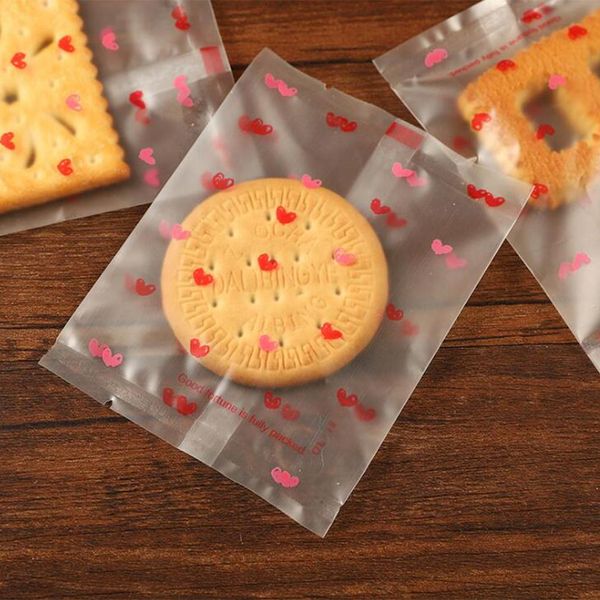 100 pièces/paquet coeur paquet bricolage Biscuit biscuits sac OPP cuisson Dessert stockage qualité plastique bonbons Dessert cuisson décor