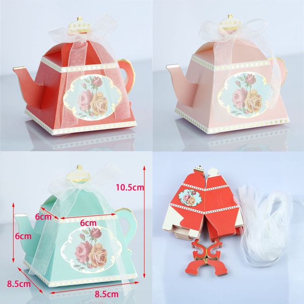 New Royal Teapot Candy Box Afternoon Tea Party Galletas Caja de regalo Banquete de boda Favores Cajas Estilo europeo