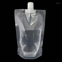 100 pièces scellé liquide jetable sac d'emballage Transparent boisson poche café avec buse lait jus boisson Durable Stand Up12626