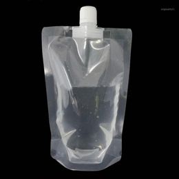 100 Pcs Verzegelde Vloeistof Wegwerp Transparante Verpakking Zak Drink Pouch Koffie Met Nozzle Melk Sap Drank Duurzaam Stand Up1303E