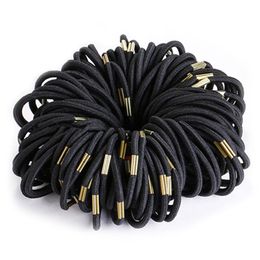 100 Unids / set Diademas Elásticas Negras para Niñas Moda Mujeres Scrunchie Gum para Accesorios para el Cabello Bandas Elásticas para el Cabello 263G