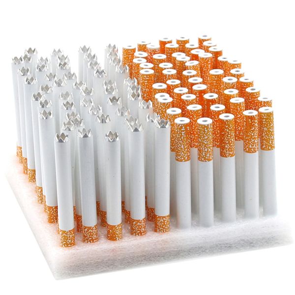 100 pcs / set Metal Aluminio Cerámica 80 mm 55 mm Forma de cigarrillo Tubo OG Filtro de tubo Color Tabaco Limpiador de hierbas One Hitter Bat Pipas para fumar Portátil