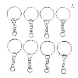 100 pièces/ensemble porte-clés en argent acier inoxydable alliage cercle bricolage 25mm porte-clés 3 Styles bijoux porte-clés porte-clés accessoires