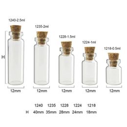 100 stks Kleine Glazen potten Leuke Mini Wishing Kurk Glazen Flessen Flesjes Containers 0 5ml 1ml 1 5ml 2ml tot 5ml238f