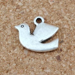 100 pièces Antique argent paix colombe oiseau breloques pendentifs pour la fabrication de bijoux, boucles d'oreilles, collier bricolage accessoires 17x13.5mm A-250