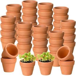 100 pcs minuscules pots en terre cuite - 1,3 pouce petit mini pots en argile avec trous de drainage fleur crènes en terre cuite pots pour en / extérieur 240329