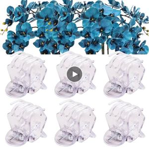 100 pc's transparant 6 klauwen orchidee clips plastic vlinderbladen bloemen ondersteunen heldere fixer voor tuin wijnstok stengelplanten klimmen