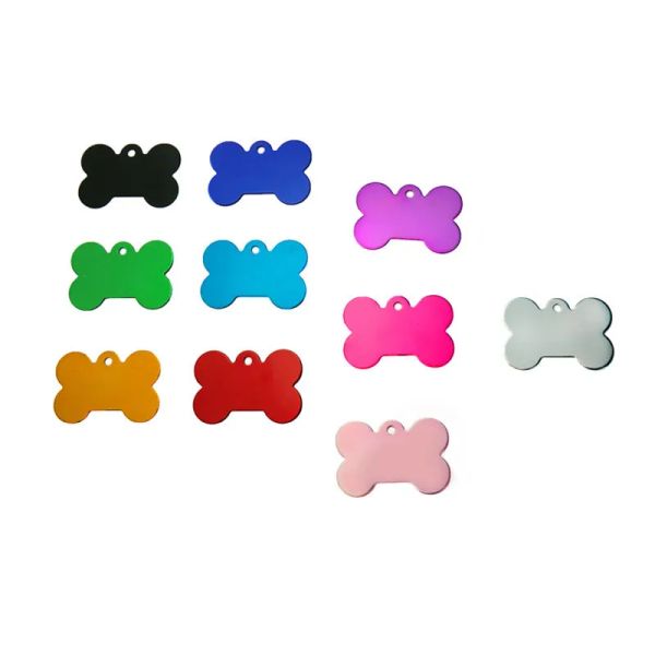 100 pcslot Couleurs Mixtes Chien Double Côtés En Forme D'os Personnalisé Chien ID Tags Personnalisé Chat Pet ID Nom Téléphone NoID Carte