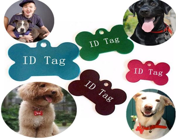 100 PCSLOT Couleurs mixtes Tag de chien Double côtés en forme d'id de chien personnalisé étiquettes de chien personnalisées Cat Pet ID Tags Nom Téléphone Non ID CA3370117