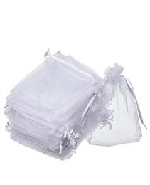 100 PCSlot sacs de faveur en Organza blanc pochettes d'emballage de bijoux de mariage jolis sacs-cadeaux FACTORY3234257