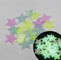 100 PCSset 3D étoiles brillent dans le sombre autocollants muraux lumineux pour les enfants décoration de décalage de chambre à la maison décoratif festiatif spécial 5476059