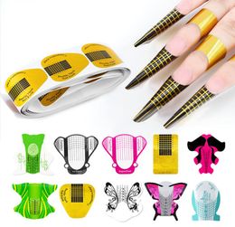 100 PCSSet Nail Art Extension Sticker Poolse gel Tips Gold U vorm Franse tips Guide Nail Art Form Manicure Styling Tools8143821