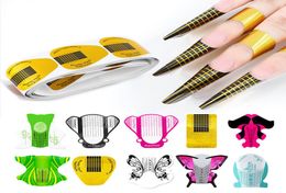 100 PCSSet Nail Art Extension Sticker Poolse gel Tips Gold U vorm Franse tips Guide Nail Art Form Manicure Styling Tools1466733