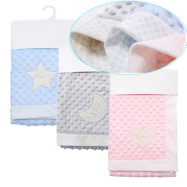 100 * couverture de bébé nouveau-né en polaire douce personnalisée emmaillotage thermique solide sozy minky dot cadeau personnalisé ensemble de literie couette LJ201105