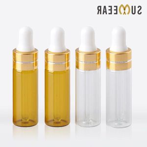 100 Stuk/partij 5 ml Transparant Bruin Etherische Olie Flessen Draagbare Amber Dropper Fles Lege Cosmetische Containers Bhhpw