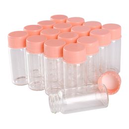 100 stuks 10 ml 22 * ​​50mm glazen flessen met roze plastic deksels kruidenkruiken parfum fles kunst ambachten