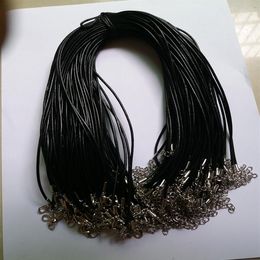 100 Stuks 2 0mm Zwart Lederen Ketting Koord met Karabijn String voor Sieraden Ketting Armband Maken Benodigdheden 43CM254S