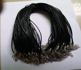 100 pièces 20 mm Cordon de collier en cuir authentique noir avec fermoir à homard pour le collier de bijoux Bracelet de fabrication 43cm8010703