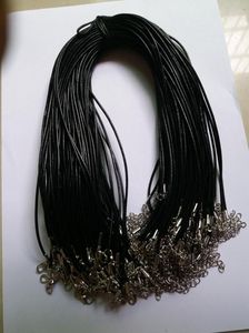 100 pièces 20 mm Cordon de collier en cuir authentique noir avec fermoir à homard pour collier de bijoux bracelet de fabrication 43cm3993259