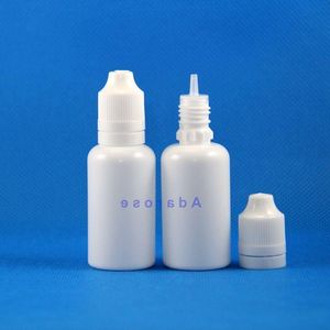 100 pièces 30 ML LDPE bouteille en plastique de couleur BLANCHE avec bouchons et mamelons de sécurité pour enfants à double preuve pour e Cig Lftqj