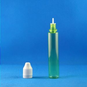 100 Piezas 30ML Frasco cuentagotas de plástico COLOR VERDE Altamente transparente Con tapas de doble prueba Seguridad infantil Ladrón Seguro pezones largos Ugwlv