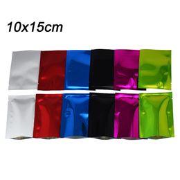 100 pieces lot 10*15cm Glossy Heat Sealable Aluminum Foil Open Top Packing Bag Dried Food Fruit Candy Vacuum Package Mylar Bags