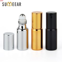 100 stuks/partij 5ml Etherische Olie Flessen Mini Lege Roller Goud Zilver Zwart UV Glas Hervulbare Parfum Bottlehigh aantal