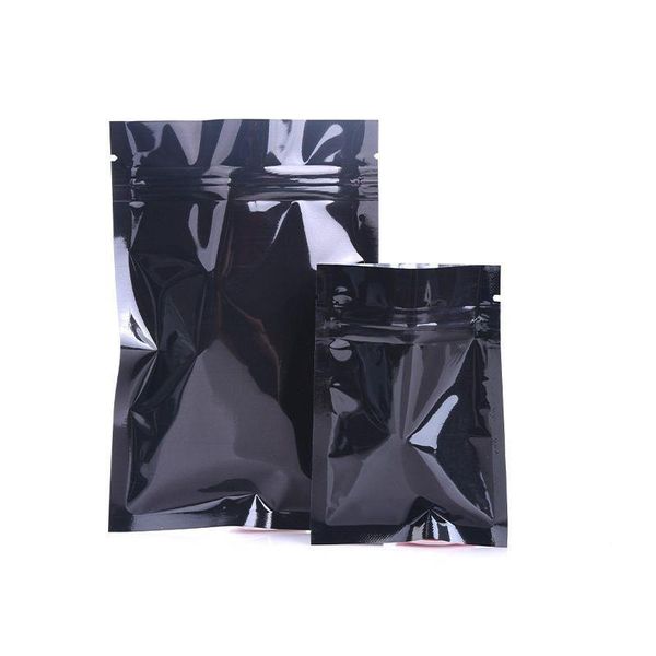 100 pièces sacs noirs mat refermables Mylar fermeture à glissière sacs d'emballage de stockage de nourriture pour fermeture éclair en aluminium serrure pochettes d'emballage sacs TT Lvbh