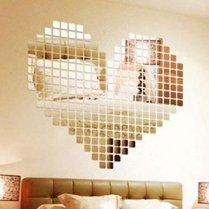 Papeles pintados 100 piezas azulejo de espejo DIY pegatina de pared 3D calcomanía mosaico casa habitación decoración palo para habitaciones modernas gota