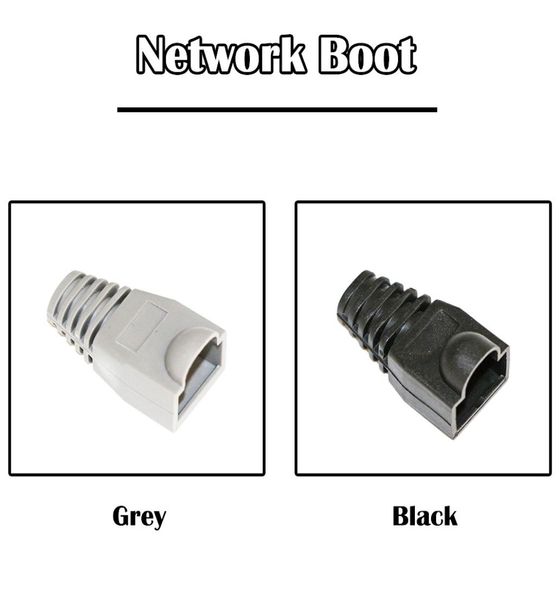 Conector de cable de red de 100 piezas Boot Cat 5ECAT 6 Blackgrey Ethernet RJ45 LAN3677367