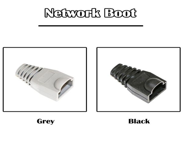 Conector de cable de red de 100 piezas Boot Cat 5ECAT 6 Blackgrey Ethernet RJ45 LAN1226766