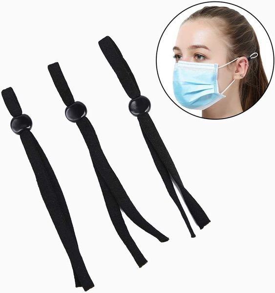 100 pièces cordon de bande élastique de couture avec boucle réglable masque extensible contour d'oreille lanière corde antibruit bricolage fournitures de fabrication de masques