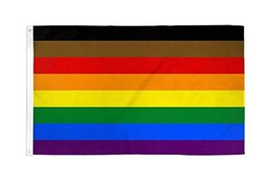 90x150cm LGBT Black Rainbow Lesbian Philly Gay Pride Flag 100% Polyester 3x5 FTS