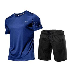 100% polyester t-shirts SPORT SALLE SALLE SPORT PANS PANNEE PECHE ATHLETIQUE RUNING ATHLETIQUES PORTÉ SUMÉRIQUE MANCHES SHORTES DE MANCHES DE 2 PIÈCES Y1221