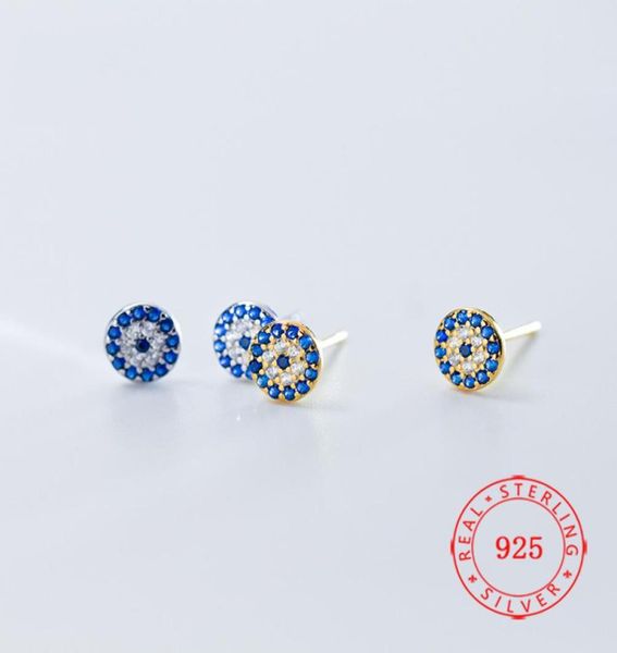 100 pur 925 argent sterling Stud guangzhou bijoux de haute qualité bleu mauvais œil conception goujons boucles d'oreilles Turquie plaqué or boucle d'oreille9175796