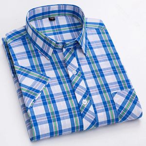 100% pur coton homme chemise printemps été à manches courtes Plaid Cool chemises à carreaux hommes affaires décontracté avec poche loisirs 240304