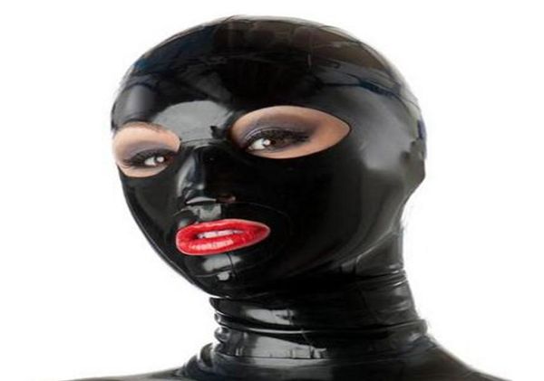 Cagoule en Latex pur pour belle fille, masque fétiche en caoutchouc, couleur unie, vêtements de fête Cosplay, Costumes faits à la main, 100, 4650910