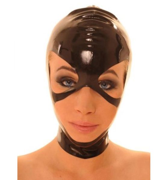 Demi-masque à capuche en Latex pur, 100, en caoutchouc, fétiche, Cosplay, tenue de fête, 8607952