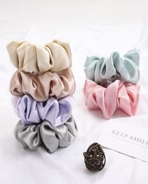 100 Pure Mulberry Silk Hair Ties Satin Srunchies Femmes Elastic Rubber Girls Solid Ponytail Holder Clope Hair Accessories 20pc6590264