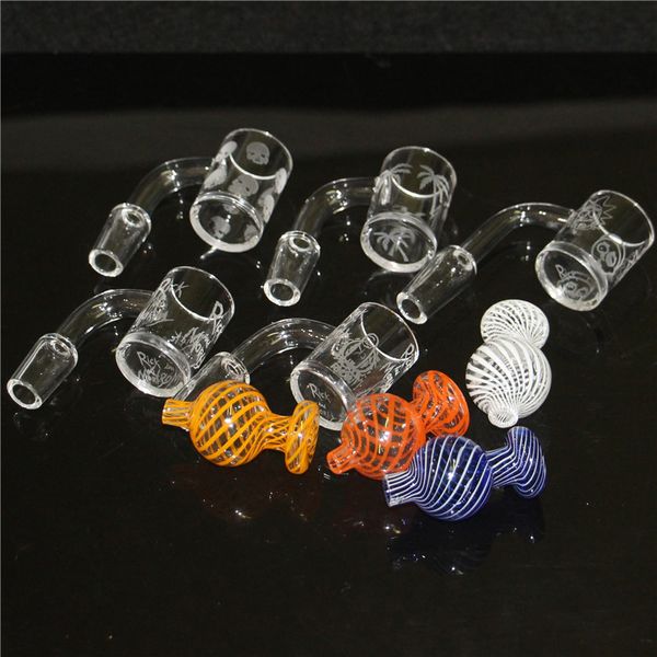 100 pur quartz banger verre bulle carb cap quartz banger clou sans dôme pour bangs en verre 10mm 14mm 18mm joint mâle 90 degrés