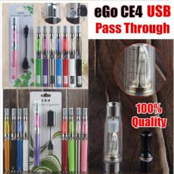 100% de qualité EGO-T CE4 Vape Stylo Blister Kits de démarreur électronique Cigarette électronique 650 900 1100 Mah Ugo Micro Micro Micro USB Possthrough 510 Batterie DHL
