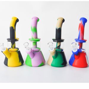 9,5 inch beker base waterleidingen Siliconen Bong met glazen kom draagbare waterpijpbreekbare voedselkwaliteit DHL