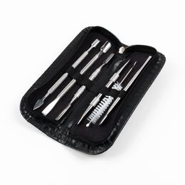 Kits d'outils dab Ensemble de cire Boîte en cuir Emballage Atomiseur Titane Fumer Nail Dabber Pour accessoires d'herbes sèches