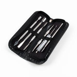 DAB Tool Kits Wax Set Leather Box Packaging Atomizer Titanium Smoking Nail Dabber voor droge kruidenaccessoires