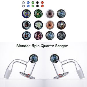 100% Quartz Bangers Rookaccessoires Blender Spin afgeschuinde rand Clear Groothandel voor waterpijpen Dab Olie Rigs met glazen marmeren Ruby Pearls BSQB01