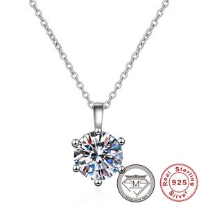 100% réel 0.5/1/2/3/5ct Moissanite pendentif colliers en argent sterling S925 classique 6 griffes réglage laboratoire diamant collier bijoux cadeau pour elle